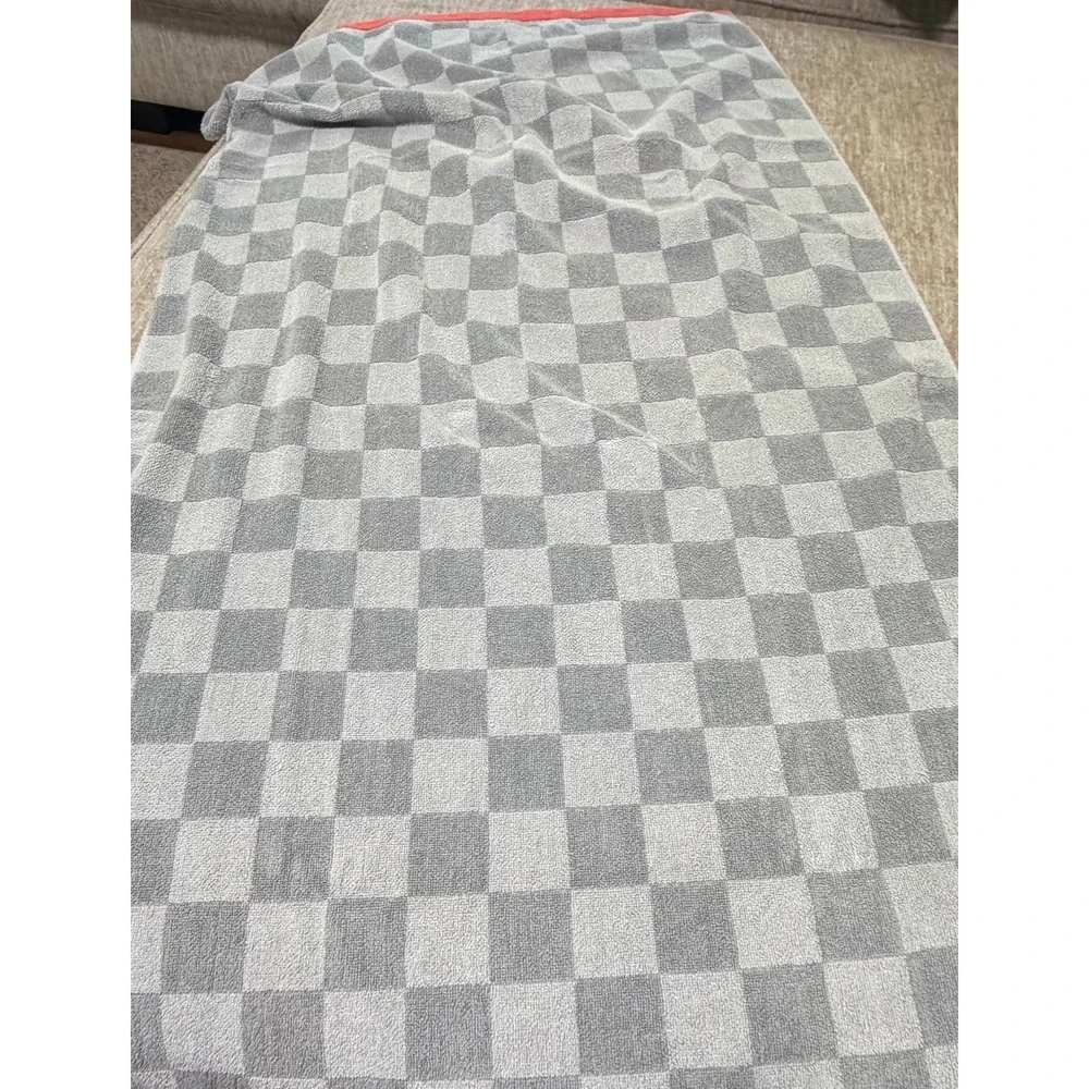 Disney Pixar Cars Lightning McQueen Towel Gray Checkered Embroidered Racing